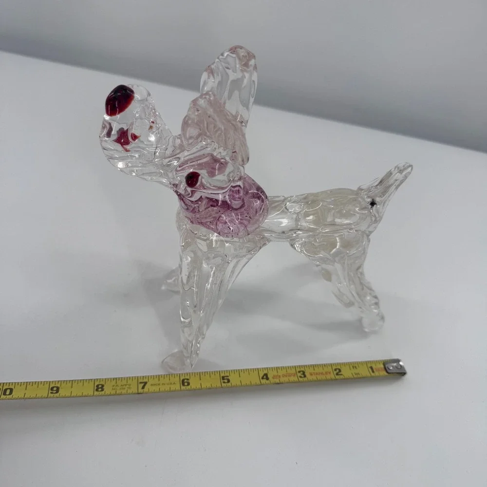 Art Glass Dog‎ Figurine Clear Collar Handblown Scottie Schnauzer Murano?